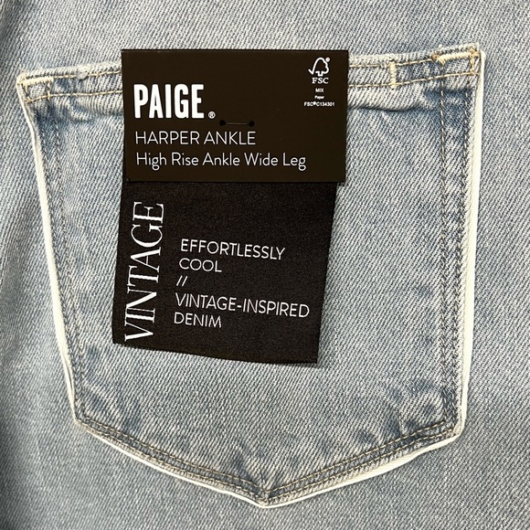 Paige NWT Vintage Collection Harper Wide Leg Light Wash Ankle Jeans Women’s 30 - Picture 10 of 14